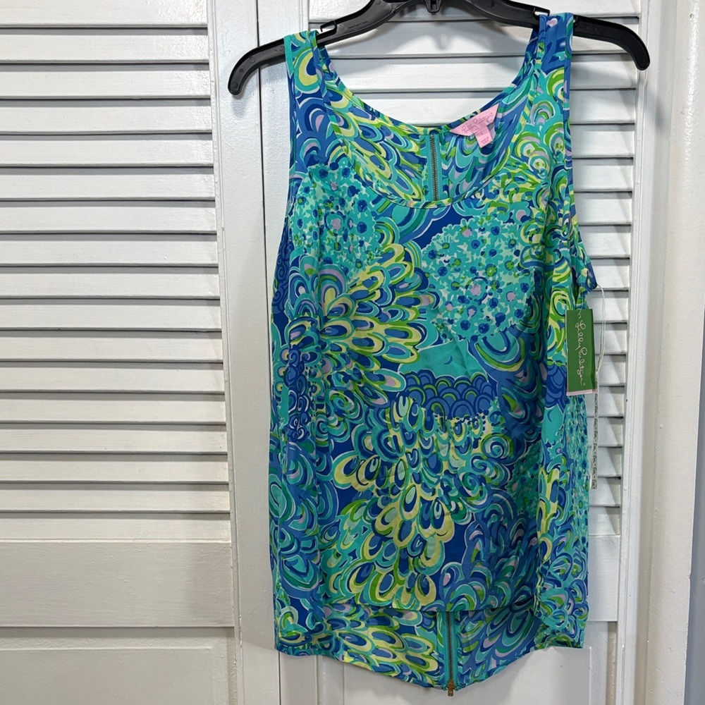 Lilly Pulitzer Blue and Green Sleeveless Top